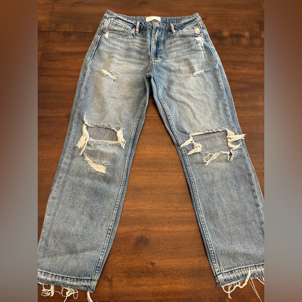 Dear John Jeans 27 Straight Leg Distressed Ripped 100% Cotton